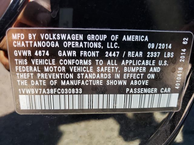 2015 VOLKSWAGEN PASSAT SE 1VWBV7A38FC030833