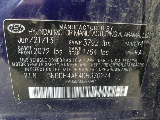 2013 HYUNDAI ELANTRA GL 5NPDH4AE4DH370274