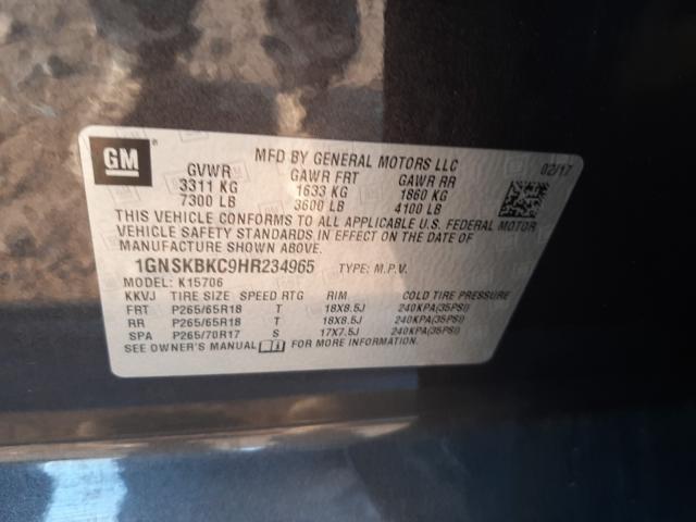 2017 CHEVROLET TAHOE K150 1GNSKBKC9HR234965