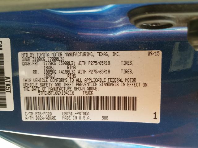 2016 TOYOTA TUNDRA CRE 5TFEW5F16GX194116