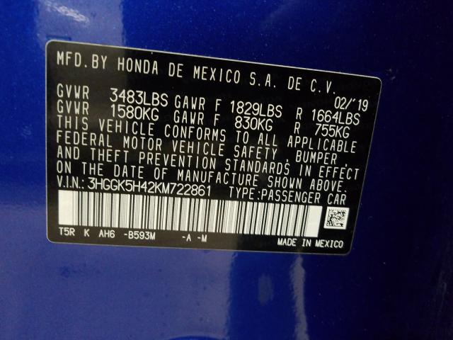 2019 HONDA FIT LX 3HGGK5H42KM722861