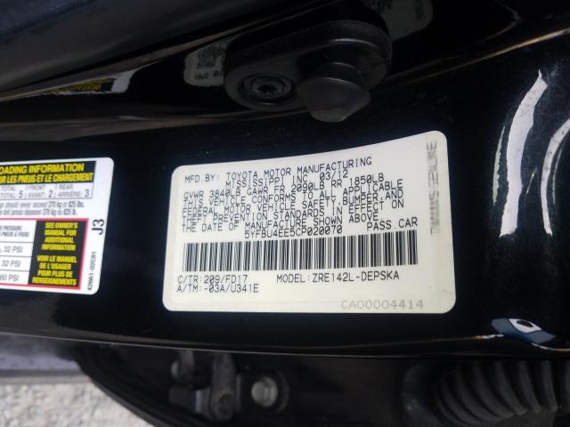 2012 TOYOTA COROLLA BA 5YFBU4EE5CP020070