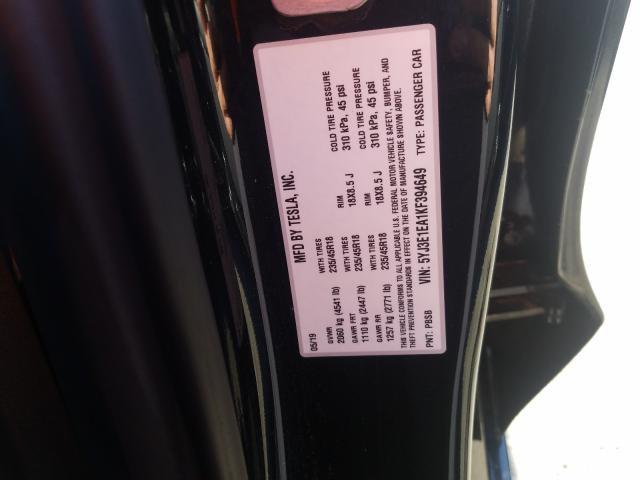 2019 TESLA MODEL 3 5YJ3E1EA1KF394649