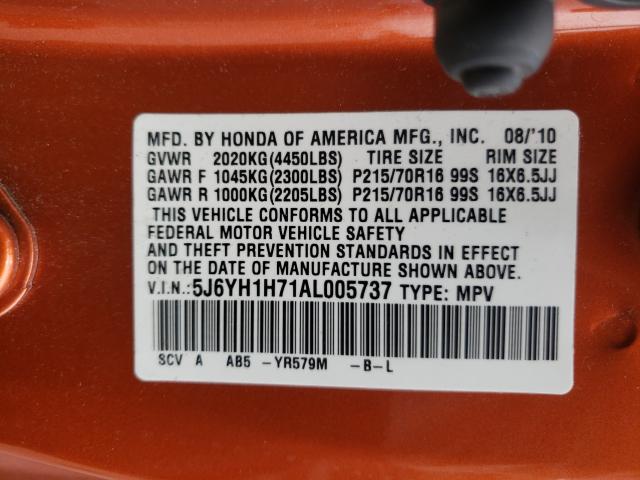 2010 HONDA ELEMENT EX 5J6YH1H71AL005737