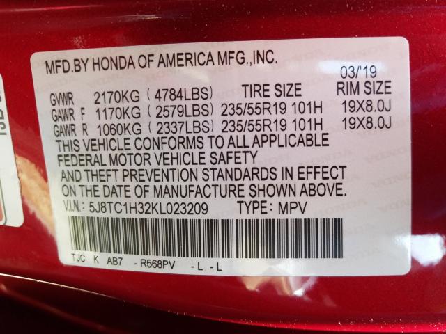 2019 ACURA RDX 5J8TC1H32KL023209