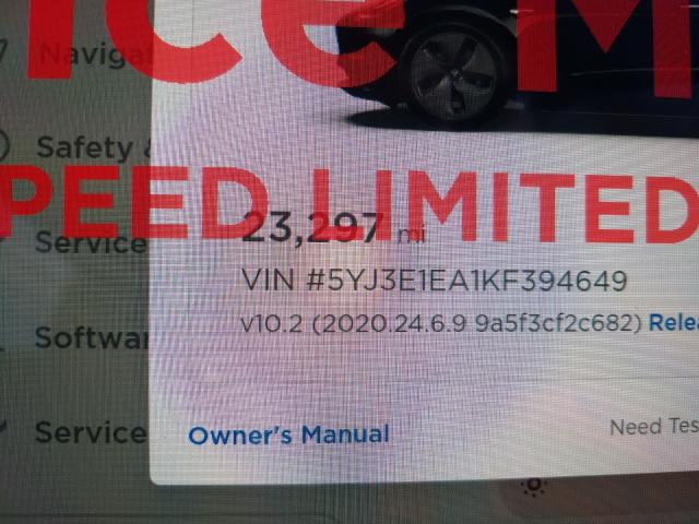 2019 TESLA MODEL 3 5YJ3E1EA1KF394649