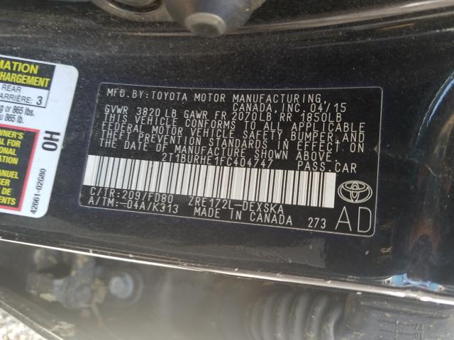 2015 TOYOTA COROLLA L 2T1BURHE1FC404747