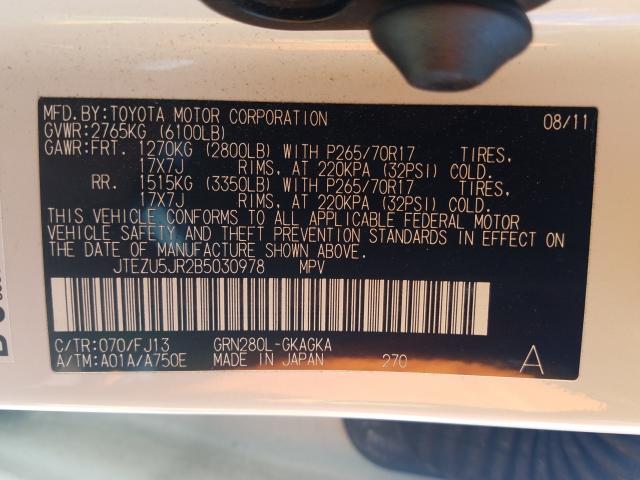 2011 TOYOTA 4RUNNER SR JTEZU5JR2B5030978