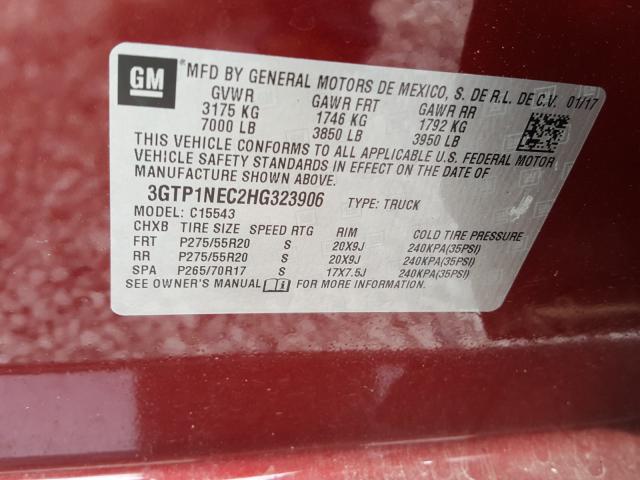 2017 GMC SIERRA C15 3GTP1NEC2HG323906