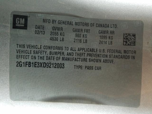 2013 CHEVROLET CAMARO LT 2G1FB1E3XD9212003