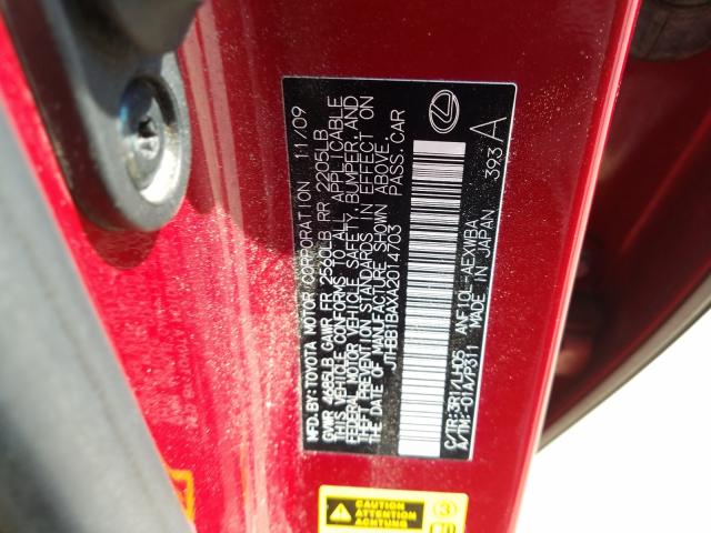 2010 LEXUS HS 250H JTHBB1BAXA2014703