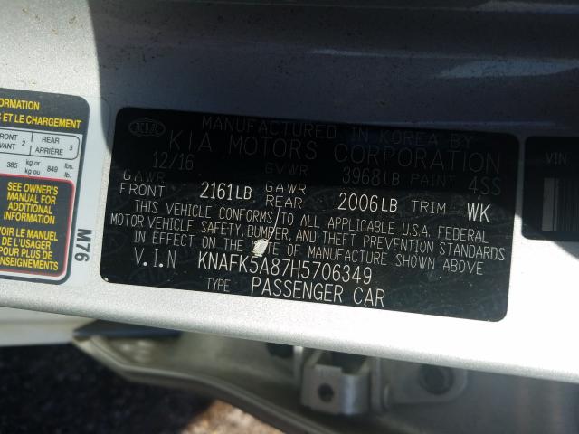 2017 KIA FORTE LX KNAFK5A87H5706349