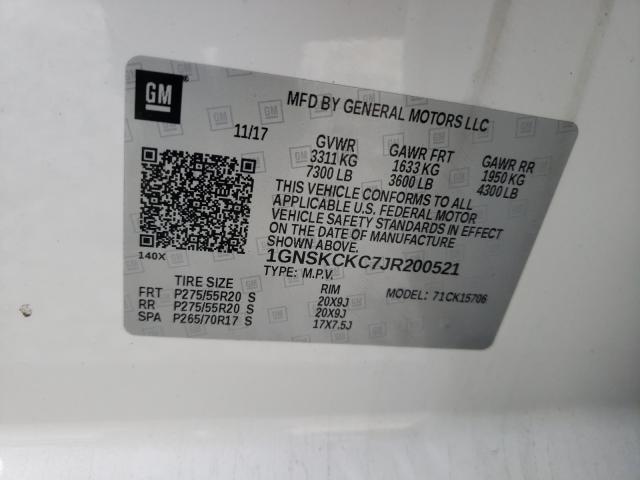 2018 CHEVROLET TAHOE K150 1GNSKCKC7JR200521