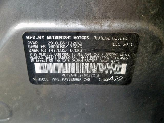 2015 MITSUBISHI MIRAGE ES ML32A4HJ2FH037218