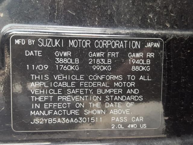 2010 SUZUKI SX4 JS2YB5A36A6301511