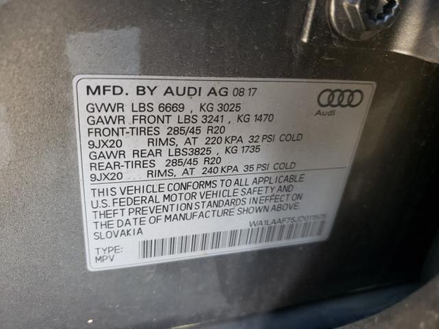 VIN WA1LAAF75JD011505 2018 Audi Q7, Premium Plus no.10