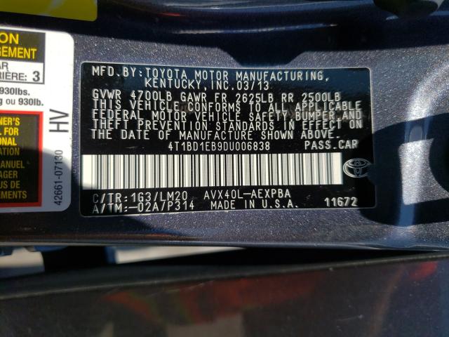 2013 TOYOTA AVALON HYB 4T1BD1EB9DU006838