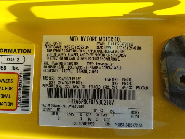 2015 FORD MUSTANG GT 1FA6P8CF8F5302187