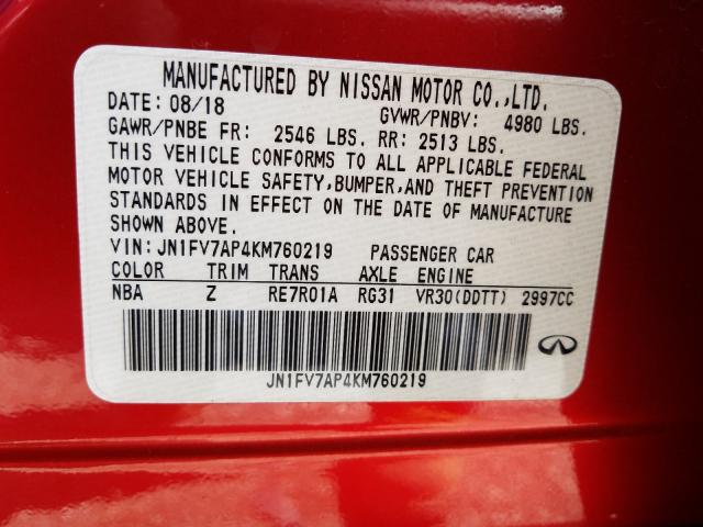 2019 INFINITI Q50 RED SP JN1FV7AP4KM760219