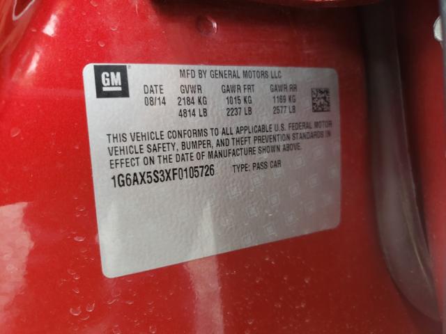 2015 CADILLAC CTS LUXURY 1G6AX5S3XF0105726