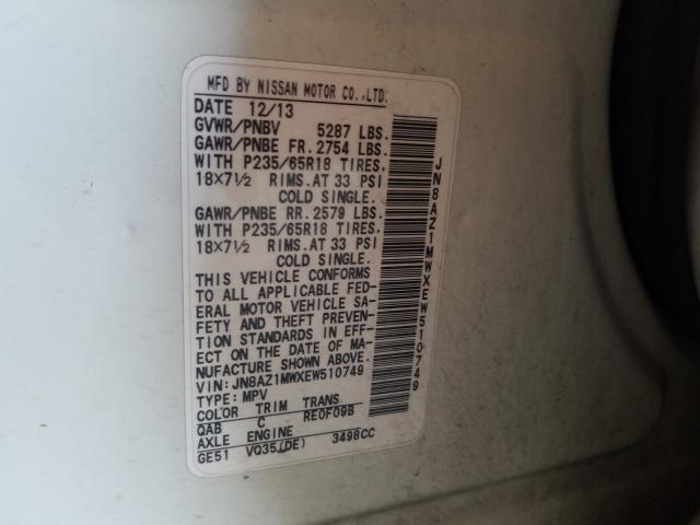 2014 NISSAN MURANO S JN8AZ1MWXEW510749