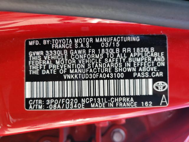 2015 TOYOTA YARIS - VNKKTUD30FA043100
