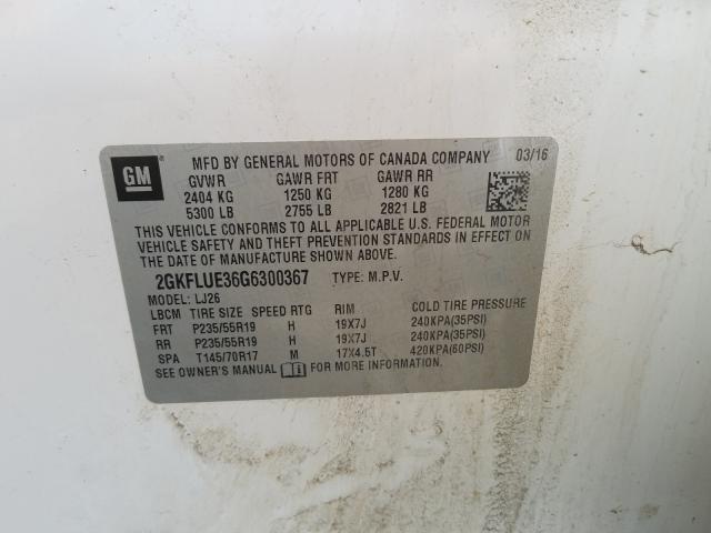 2016 GMC TERRAIN SL 2GKFLUE36G6300367