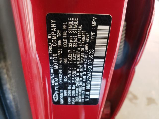 2019 HYUNDAI KONA SEL KM8K22AA6KU375923