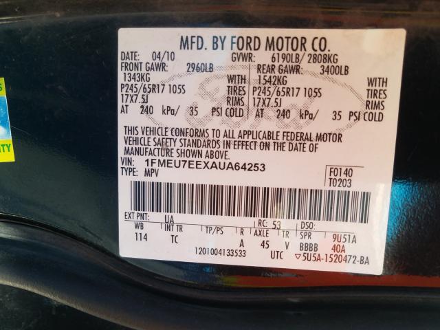 2010 FORD EXPLORER E 1FMEU7EEXAUA64253