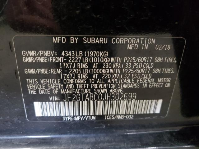 JF2GTABC0JH302699 Subaru Crosstrek 2018. Фото: 9