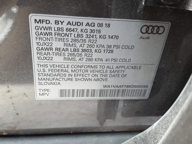 VIN WA1VAAF76KD005559 2019 Audi Q7, Prestige no.10