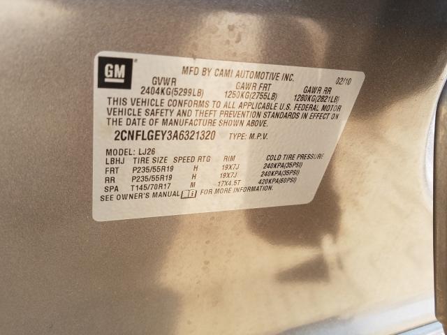 2010 CHEVROLET EQUINOX 2CNFLGEY3A6321320