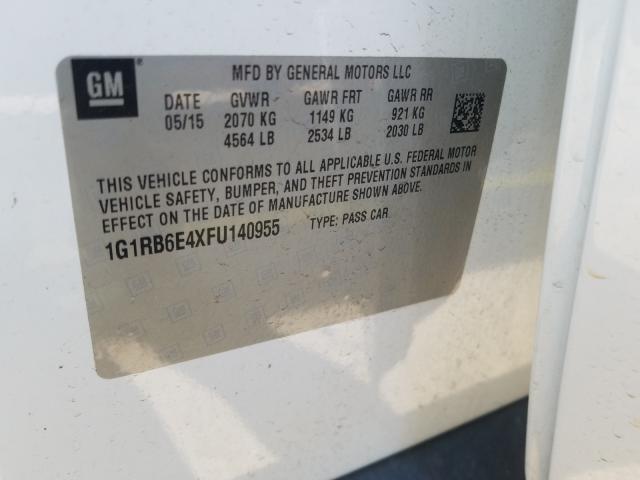 VIN 1G1RB6E4XFU140955 2015 Chevrolet Volt no.10