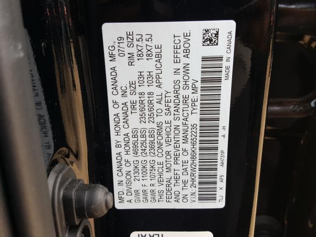 2019 HONDA CR-V EXL 2HKRW2H86KH652235