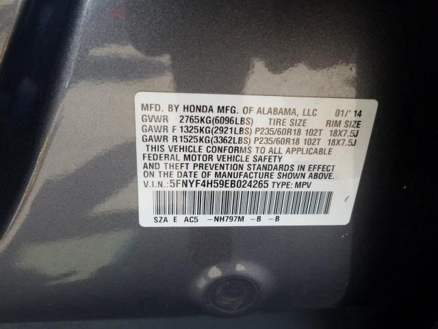 2014 HONDA PILOT EXL 5FNYF4H59EB024265