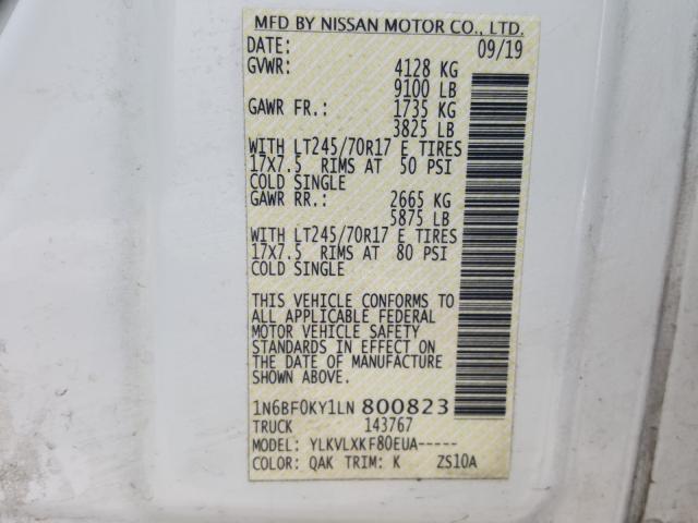 2020 NISSAN NV 2500 S 1N6BF0KY1LN800823