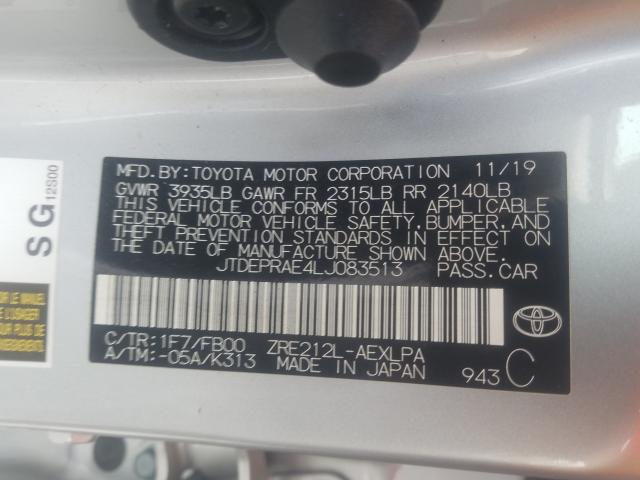 2020 TOYOTA COROLLA LE JTDEPRAE4LJ083513