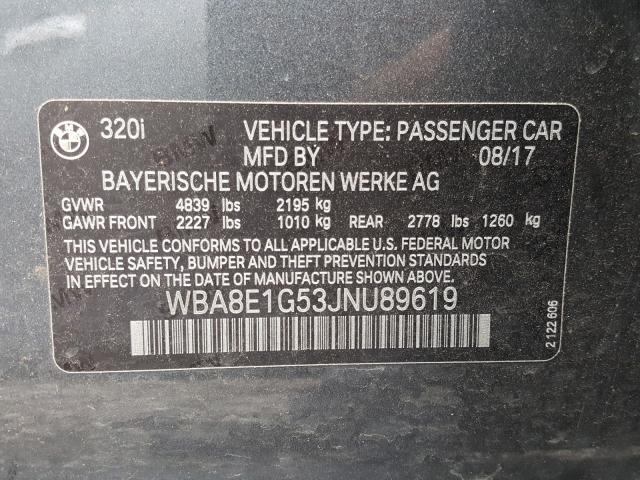 2018 BMW 320 I WBA8E1G53JNU89619