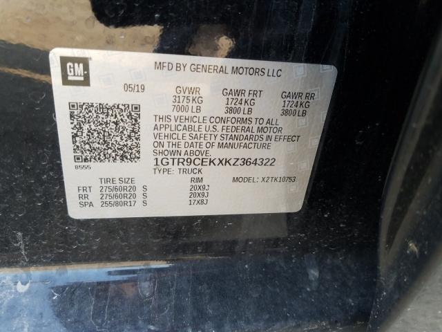 2019 GMC SIERRA K15 1GTR9CEKXKZ364322