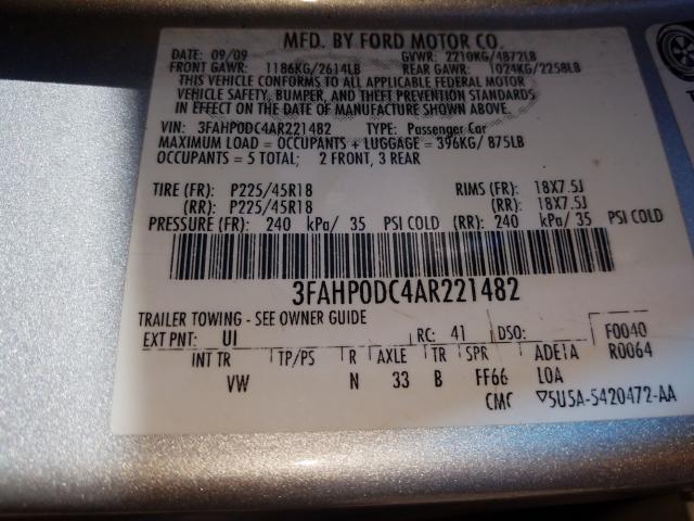 2010 FORD FUSION SPO 3FAHP0DC4AR221482