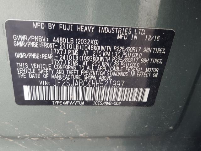 2017 SUBARU FORESTER 2 JF2SJABC4HH521997