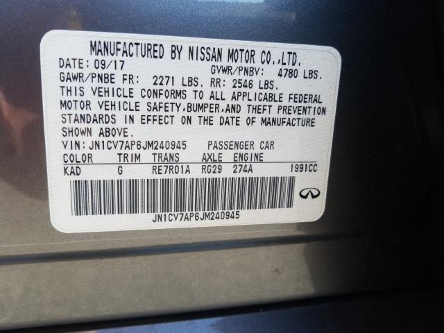 2018 INFINITI Q50 PURE JN1CV7AP6JM240945