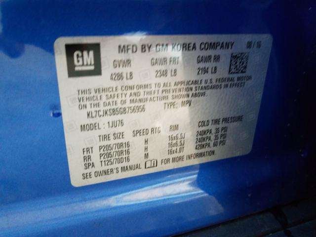 2016 CHEVROLET TRAX LS KL7CJKSB5GB756956