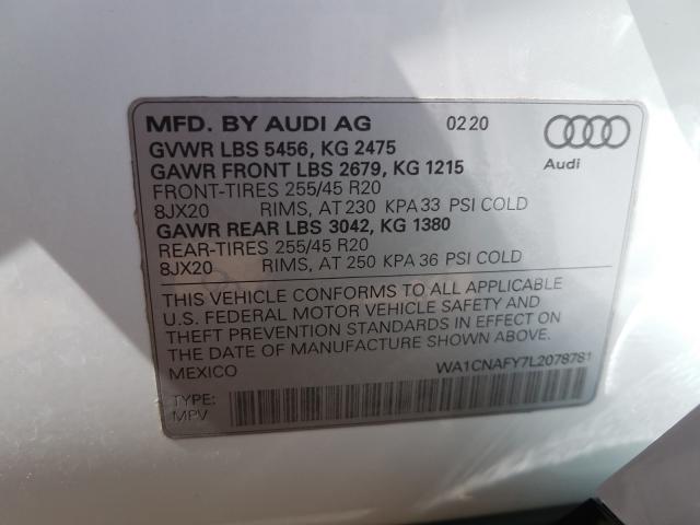 2020 AUDI Q5 PRESTIG WA1CNAFY7L2078781
