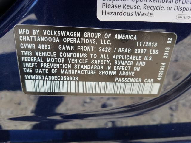 2014 VOLKSWAGEN PASSAT SE 1VWBN7A39EC053603