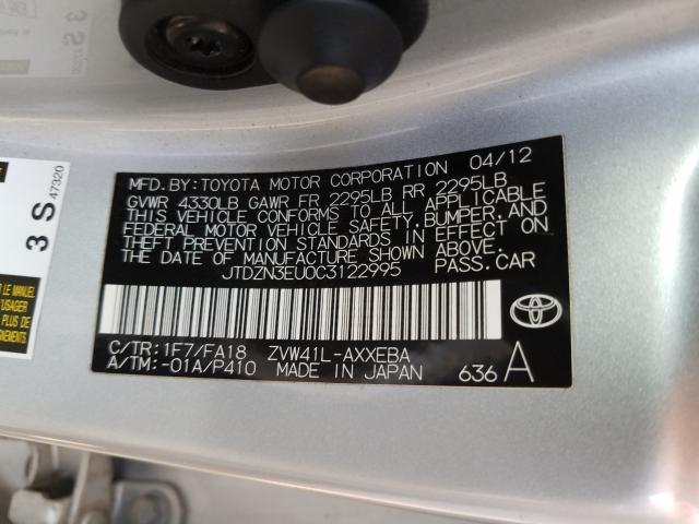 2012 TOYOTA PRIUS V JTDZN3EU0C3122995