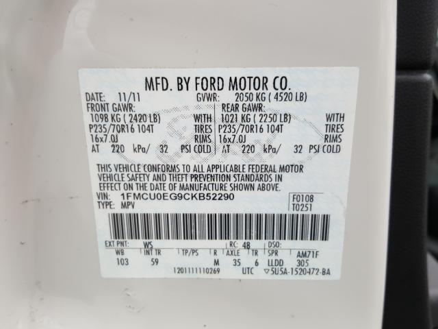 2012 FORD ESCAPE LIM 1FMCU0EG9CKB52290
