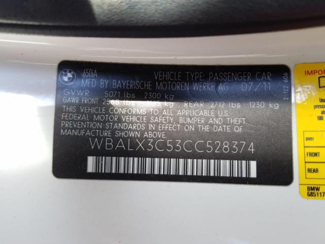 2012 BMW 650 I WBALX3C53CC528374