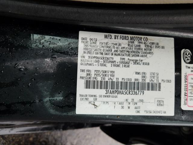 2012 FORD FUSION SE 3FAHP0HA5CR336779