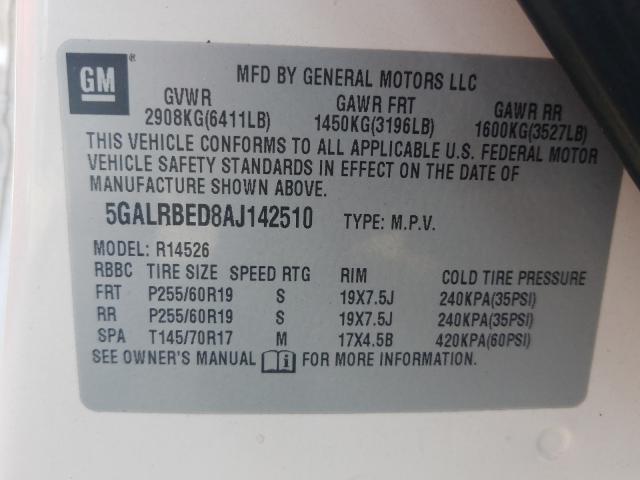 2010 BUICK ENCLAVE CX 5GALRBED8AJ142510